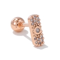 Rose gold geometric bar cartilage stud earring with micro-pave cubic zirconia and ball back - Rectangle Style / Rose Gold
