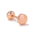 Polished rose gold stud earring featuring a minimalist round disc and spherical screw back - Geometric Cylinder Rose Gold (EGD1365)