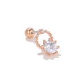 Rose gold zircon cartilage earring with screw back closure and sparkling round stone - Rose Gold Ring Zirconia Style (EGD1253 Rose Gold)