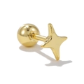 Polished gold-toned four-pointed star stud earring with a secure ball screw back - Four-pointed Star Gold (EGD1642)