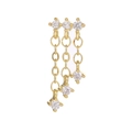 Elegant gold drop earrings with three tiered chain tassels and sparkling cubic zirconia - Gold Triple Chain Tassel Style (EGD1225 Gold)
