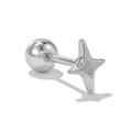 Silver four-pointed star cartilage stud earring with a secure screw ball back closure - Four-pointed Star White K (EGD1642)