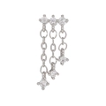 Silver drop earrings with zirconia tassels and three-chain fringe for women - Silver Triple Chain Tassel Style (EGD1225 White K)