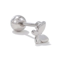 Silver butterfly screw back cartilage stud earring made of polished stainless steel - Butterfly Style White K (EGD1301)