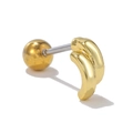 Minimalist gold plated double curve ear stud with screw ball back closure earring - Double Layer Curve Gold (EGD1276)