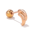 Rose gold polished C-shaped stud earring with spherical screw back closure - Double Layer Curve Rose Gold (EGD1276)