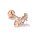 Rose gold screw-back cartilage stud earring with three marquise-cut zirconias - Three Marquise Style / Rose Gold