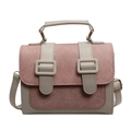 Kontrastierende Mini-Umhängetasche in Rosa und Beige aus mattem Wildleder-Imitat - Rosa und Weiß