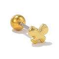 Single butterfly stud earring in gold finish with screw back ball for women - Four-petal Flower Style Gold (EGD1272)