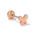 Polished rose gold butterfly cartilage stud earring with silver metal screw back ball - Four-petal Flower Style Rose Gold (EGD1272)