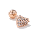 Rose gold heart screw-back cartilage stud earring with micro-paved cubic zirconia - Pavé Set Heart Style / Rose Gold