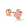 Rose gold clover ear stud with radial texture and screw ball back for a trendy look - Radiant Pattern Four-leaf Clover Rose Gold (EGD1652)