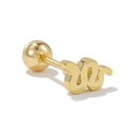 Golden snake shaped cartilage stud earring with a polished finish and ball back closure - Snake Style Gold (EGD0952)