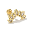 Golden screw-back cartilage stud earring featuring seven marquise-cut sparkling zircons - Seven Marquise Arch Style / Gold