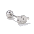 Polished silver W-shaped tragus stud earring with secure ball screw back closure - Snake Style White K (EGD0952)