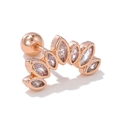 Rose gold curved ear cartilage stud featuring seven marquise-cut sparkling zircons - Seven Marquise Arch Style / Rose Gold
