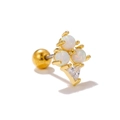 Ice cream shaped titanium stud earring with white opal and zircon in gold finish - Ice Cream Style (EGD0053) / Gold