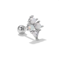 Ice cream cone stud earring with white opal and zircon stones on silver titanium steel - Ice Cream Style (EGD0053) / Silver