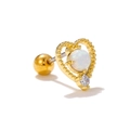 Boucle d'oreille cœur doré avec opale blanche et détails en pierre de zircon - Style Cœur Creux (EGD0433) / Or