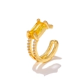Golden ear cuff with rectangular yellow zircon and double-row micro-pave crystals - Rectangle Yellow Gem Style (EGJ0121) / Gold