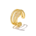 Dreilagige vergoldete Ohrklemme mit Zirkonia-Schlangenkopf im C-Form Design - Dreilagiger Blatt-Stil (EGJ0116) / Gold
