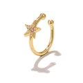Goldene Stern-Ohrmanschette mit funkelndem Zirkonia und poliertem C-förmigem Design - Strass Fünfzackiger Stern Stil (EGJ0119) / Gold