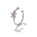 Silberne Ohrmanschette mit Stern und Zirkonia für Damen ohne Ohrlöcher im modischen Look - Strass Fünfzackiger Stern Stil (EGJ0119) / Silber