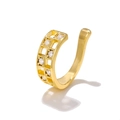 Goldene geometrische Ohrmanschette mit hohlem Quadratgitter und Zirkonia-Mikropavé-Besatz - Hohl Gitter Stil (EGJ0122) / Gold