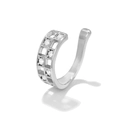 Silberne geometrische Ohrmanschette mit Zirkonia-Mikropavé im Gitter-Design - Hohl Gitter Stil (EGJ0122) / Silber