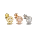 Lot de trois boucles d'oreilles opale ronde plaqué or 18 carats avec fermoir à visser - Style de Disque Fleur Ronde (EGD1360) / Or