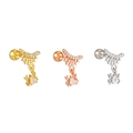 Macro shot of spider and web stud earrings featuring teardrop cubic zirconia settings - Spider Web Pear Zircon (EGD2249) / Rose Gold