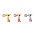 Three colors of bat and red heart stone earrings with screw back studs for Halloween - Bat Red Heart (EGD2302)