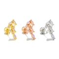 Plant-shaped heart stud earrings set with opal and zircon in gold, rose gold and silver - Branch Leaf Style (EGD2007) / Silver