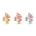 Kirschblüten-Ohrstecker mit Zirkonia in Gold, Roségold und Silber mit Schraubverschluss - Kirschblüten Stil (EGD2155) / Gold