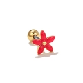 Zarter roter Blumen-Ohrknorpelstecker mit Goldbeschichtung und sicherem Schraubverschluss - Rote Fünfblättrige Blume Stil (EGD0159)