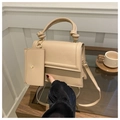 Bolso de mano cuadrado beige de moda con asa de nudo y juego de monedero a juego - Caqui