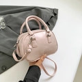 Rosafarbene Mini-Boston-Handtasche mit zwei Griffen und abnehmbarem Schulterriemen - Rosa