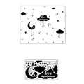 Star and moon wall stickers for kids' room with size chart and layout dimensions - Black Style (JD4008)