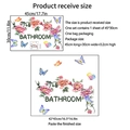 Adesivo murale per bagno con fiori rosa e farfalle colorate su sfondo bianco - MS8345 (30*45cm)