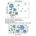Detaillierte Größenangaben für blaue Blumen- und Schmetterlings-Wandaufkleber - Blaue Blume Schmetterling Stil