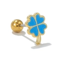 Kleeblatt-Ohrstecker in Gold-Optik mit himmelblauer Emaille und Schraubverschluss - Blaues Vierblättriges Kleeblatt Stil (EGD1559)