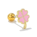 Ohrstecker in rosa Kleeblatt-Form mit Vergoldung und Schraubverschluss für Damen - Rosa Vierblättriges Kleeblatt Stil (EGD1559)