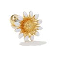 Goldener Gänseblümchen-Ohrstecker mit weißer Emaille und sicherem Kugelverschluss - Weiße Sonnenblume Stil (EGD0203)