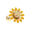 Detailaufnahme von Sonnenblumen-Ohrsteckern mit gelber Emaille und Schraubverschluss - Gelb 18k (EGD0203)