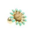 Daisy stud earring in mint green enamel with golden finish and screw ball back - Green 18k (EGD0203)