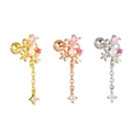 Bowknot flower zircon stud earrings set in gold, rose gold, and silver finishes - Long Tassel Flower Style (EGD2380)