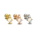 Ensemble de trois clous d'oreilles à vis en or, or rose et argent avec opale et zircon - Style Griffe à Double Pierre (EGD1511) / Or