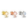 Trois clous d'oreilles flocon de neige en or, or rose et argent avec pierres d'opale - Style Rond Simple (EGD1620) / Or