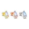 Boucles d'oreilles poire bleu clair avec zircons en finitions or, rose et argent - Style de Grappe Poire (EGD1891) / Or