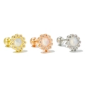 Boucles d'oreilles tournesol en or, or rose et argent avec centre en opale et zircons - Style Griffe de Tournesol (EGD2011)